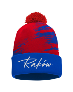 Czapka czerwono-niebieska z pomponem - Raków